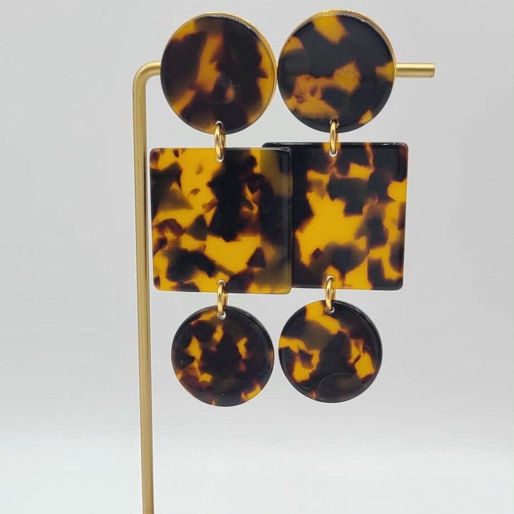 J Crew Geometric Tortoise Statement Earrings - image 7